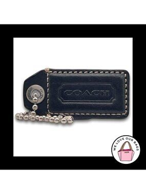 Limited Edition COACH Vintage Y2K Hang Tag Bag Charm Keychain Black Leather 2.25